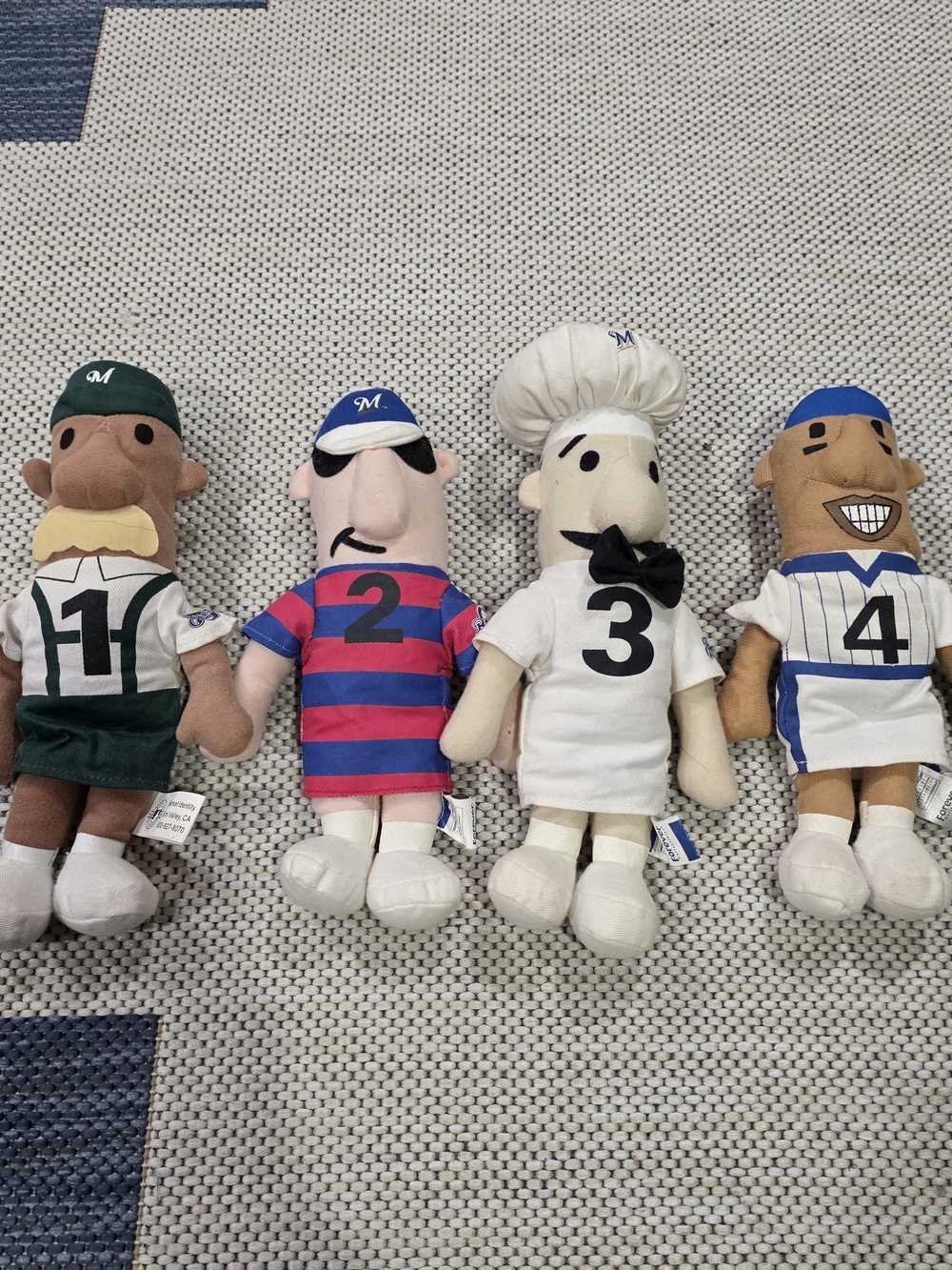 Vintage Milwaukee Brewers Racing Sausages Plush Dolls - Lot of 4 (#1, #2, #3, #4